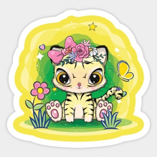 cute cat in the garden Sticker